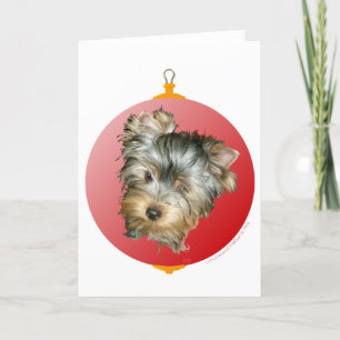 Prettig kerstfeest Yorkshire Terrier Feestdagen Kaart