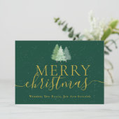 Prettig kerstfeest Zakelijk logo Moderne dennenbom Feestdagenkaart (Staand voorkant)
