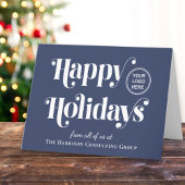 Prettig Kerstfeest Zakelijk Logo QR Code Blauw Feestdagen Kaart