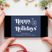 Prettig Kerstfeest Zakelijk Logo QR Code Blauw Feestdagen Kaart