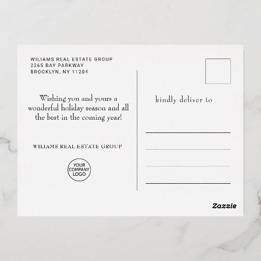 Prettig Kerstfeest Zakelijke Groet Goud Folie Feestdagen Briefkaart (Achterkant)