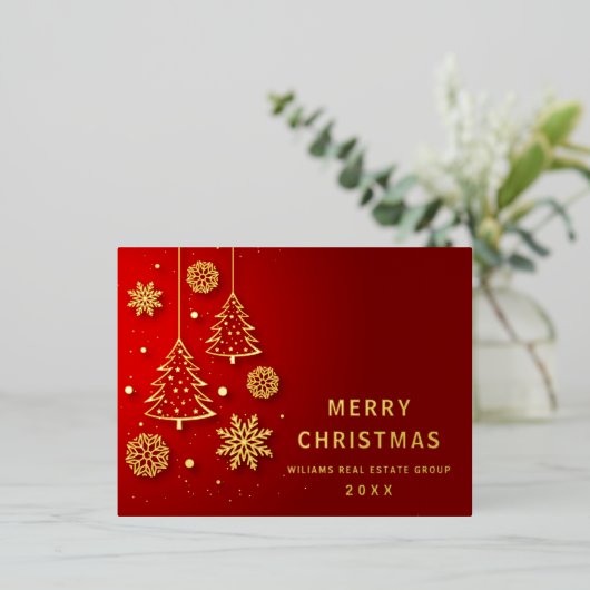 Prettig Kerstfeest Zakelijke Groet Goud Folie Feestdagen Briefkaart (Staand Voorkant)