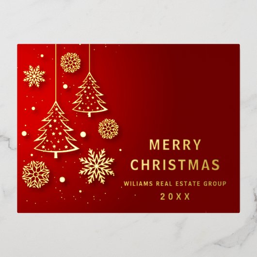 Prettig Kerstfeest Zakelijke Groet Goud Folie Feestdagen Briefkaart (Voorkant)