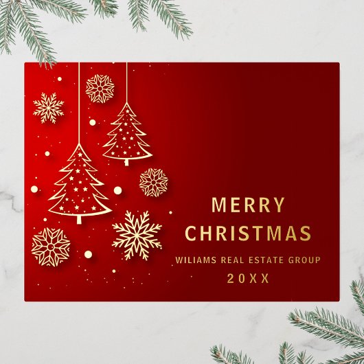 Prettig Kerstfeest Zakelijke Groet Goud Folie Feestdagen Briefkaart