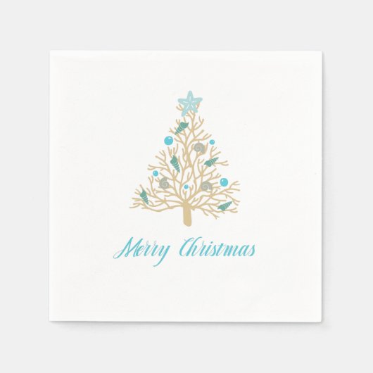 Prettig kerstfeest Zeeschelp Kerstboom Servet (Voorkant)