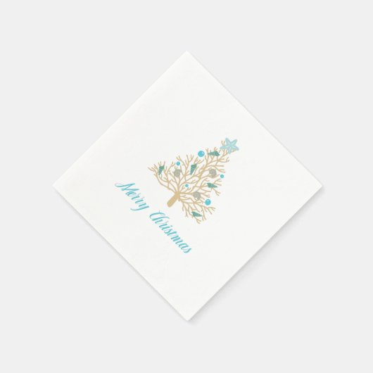 Prettig kerstfeest Zeeschelp Kerstboom Servet (Hoek)