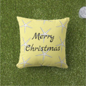 Prettig Kerstfeest Zeesterpatroon Geschenk Geel Buitenkussen (Gras)