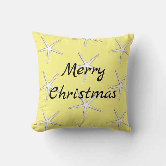 Prettig kerstfeest Zeesterpatroon Geschenk Geel Kussen (Voorkant)
