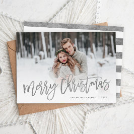 Prettig kerstfeest Zilveren schrift foto overlay Feestdagenkaart
