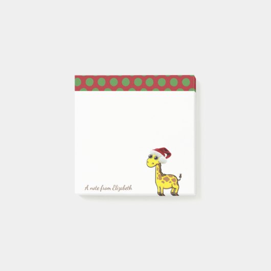 Prettig Kerstfeest,Ziraf Santa Hoed -Persoonlijk Post-it® Notes (Voorkant)
