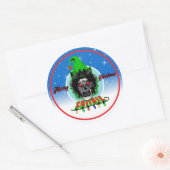 Prettig kerstfeest Zombie Blauwe Cirkel Ronde Sticker (Envelop)