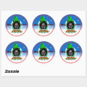 Prettig kerstfeest Zombie Blauwe Cirkel Ronde Sticker (Vel)