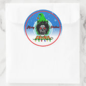 Prettig kerstfeest Zombie Blauwe Cirkel Ronde Sticker (Tas)