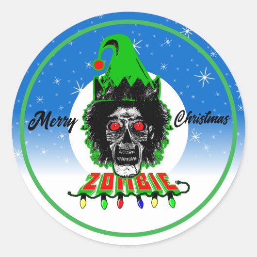 Prettig kerstfeest Zombie Ronde Sticker (Voorkant)
