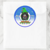 Prettig kerstfeest Zombie Wit Schrift Ronde Sticker (Tas)