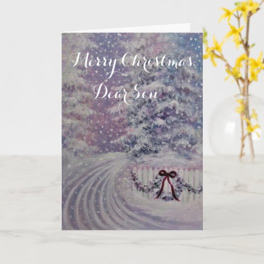 Prettig kerstfeest zoon/ kerstkaart kaart (Gele Bloem)