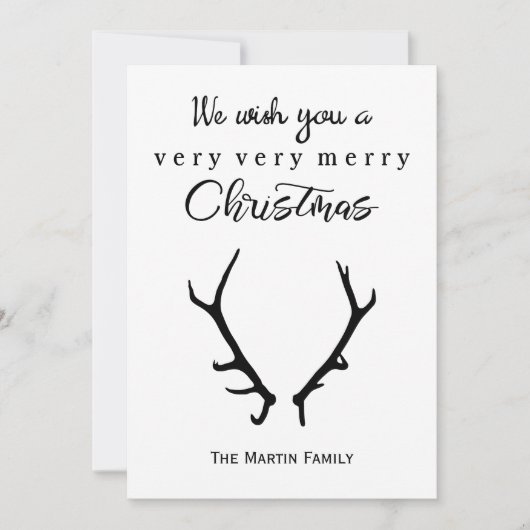 Prettig kerstfeest Zwart en Wit met Geweien Feestdagenkaart (Voorkant)