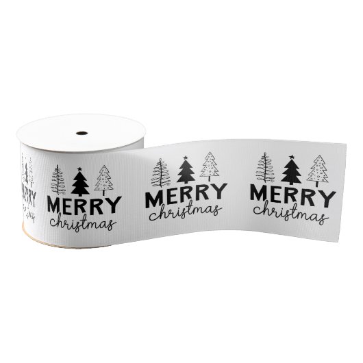 Prettig kerstfeest Zwarte Boom Grosgrain Lint (Spoel)