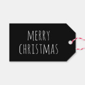 Prettig kerstfeest | Zwarte moderne minimalistisch Cadeaulabel (Voorkant (Horizontaal))