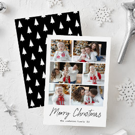 Prettig kerstfeest Zwarte Schrift 6 Fotosamenstell Feestdagenkaart
