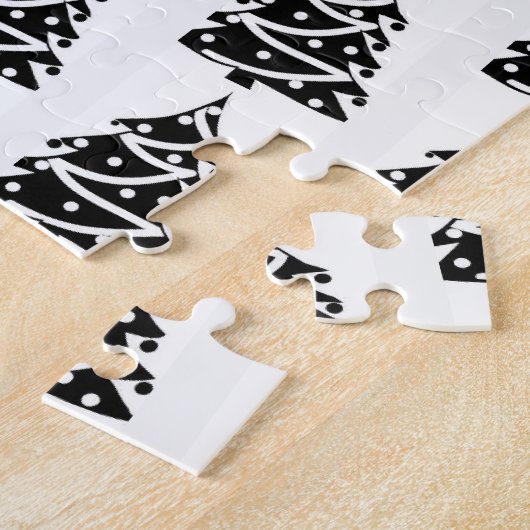 Prettig kerstfeest Zwarte & Witte Kerstbomen  Legpuzzel (Zijkant)