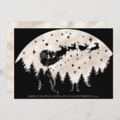 Prettig kerstfeest Zwarte Witte Kerstman slee rend Feestdagenkaart (Voorkant / Achterkant)