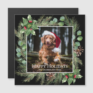 Prettig Kerstfeesthuisdier Foto Krans Magnetische