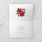 Prettig Kerstfeestijd Sneeuwman Bos Poinsettia Vak Kaart (Binnen)