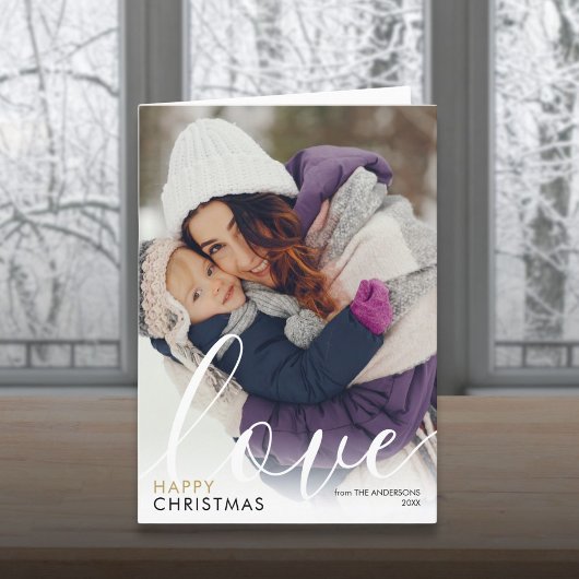 Prettig kerstfoto-script Mooie moderne liefde Feestdagen Kaart