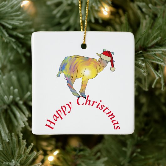 Prettig Kerstgeit in Kerstman hoed Keramisch Ornament (Boom)