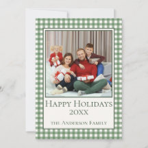 Prettig Kerstgroen Gingham Foto en Tekst