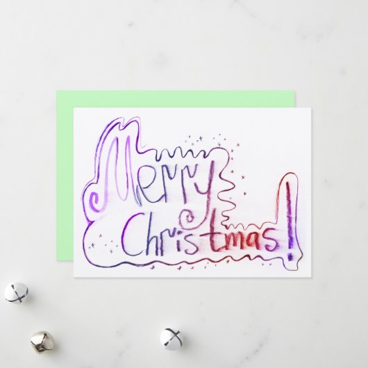 Prettig kerstgroet handlettering feestdagenkaart (Voorkant / Achterkant in situ)
