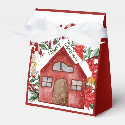 Prettig kersthuis geschenk bedankdoosjes (Voorkant Zijde)