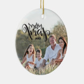 Prettig Kerstjaar Tekst Sjabloon Aangepaste Foto Keramisch Ornament (Rechts)