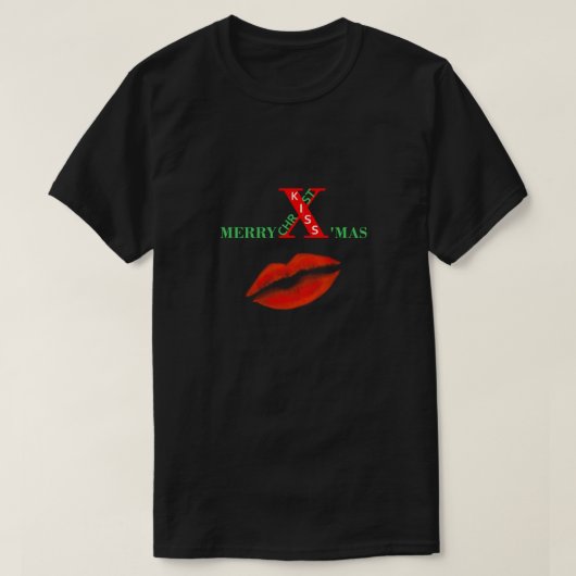 Prettig kerstkus lippen t-shirt (Design voorkant)