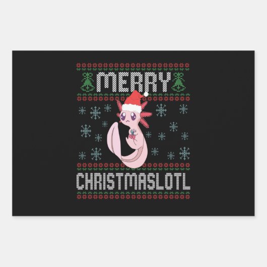 Prettig kerstlotl Schattig Axolotl Lelijk T-shirt  Inpakpapier Vel (Voorkant)