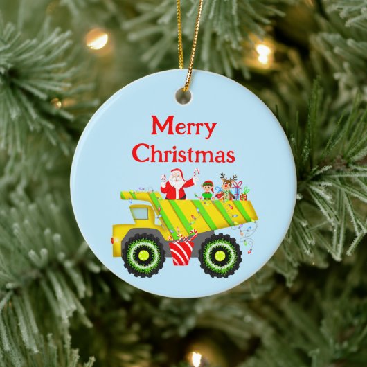 Prettig Kerstman Kabouter in stortbak Elfen, Rendi Keramisch Ornament (Boom)