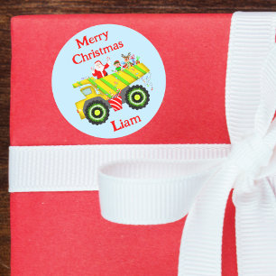 Prettig Kerstman Kabouter in stortbak Elfen, Rendi Ronde Sticker