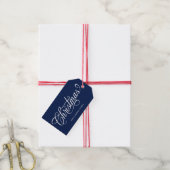 Prettig Kerstmanuscript Navyblauw Cadeaulabel (Met Touw)