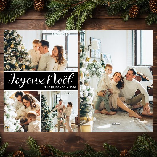 Prettig Kerstmis 4 Foto Platte Kerstkaart