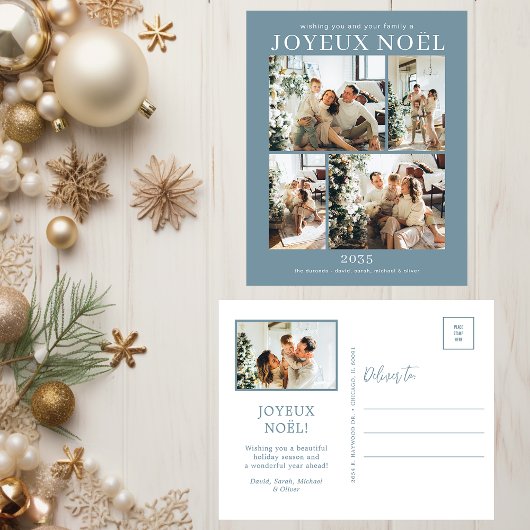 Prettig Kerstmis 5 Foto Feestdagenkaart