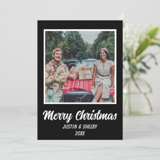 Prettig Kerstmis aangepaste foto  Feestdagenkaart (Staand voorkant)