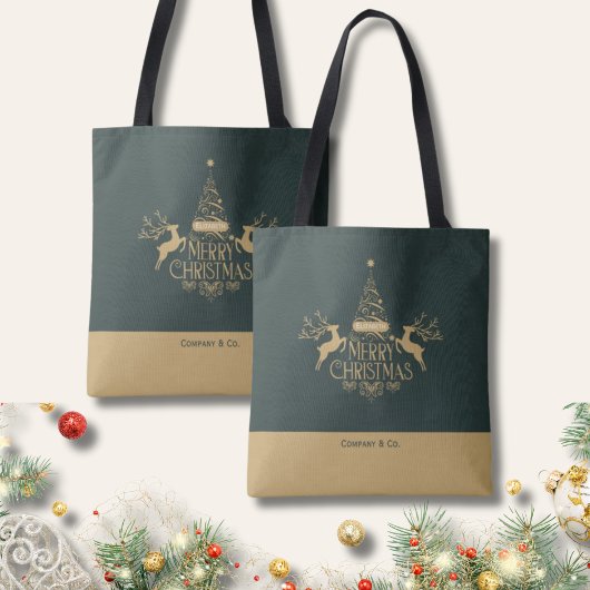 Prettig Kerstmis Aangepaste Naam voor Bedrijfs Tea Tote Bag