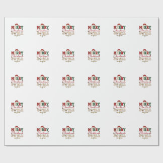 Prettig Kerstmis Alle Kerstman Hoed Bliksem Sterre Cadeaupapier