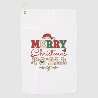 Prettig Kerstmis Alle Kerstman Hoed Bliksem Sterre Golfhanddoek