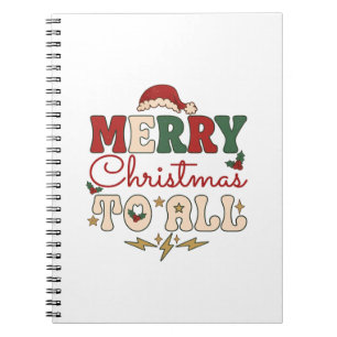 Prettig Kerstmis Alle Kerstman Hoed Bliksem Sterre Notitieboek
