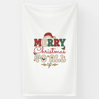 Prettig Kerstmis Alle Kerstman Hoed Bliksem Sterre Spandoek