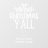 Prettig Kerstmis Allemaal Witte Script Logo Winkel Raamsticker (Vel)