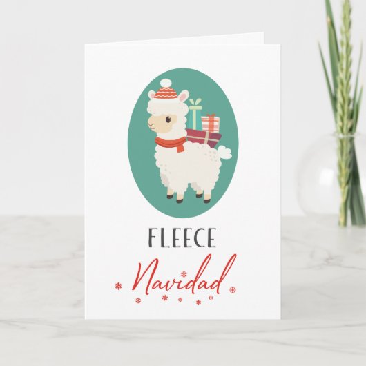 Prettig Kerstmis Alpaca Lama Grappige Kerstmis Pun Kaart (Voorkant)