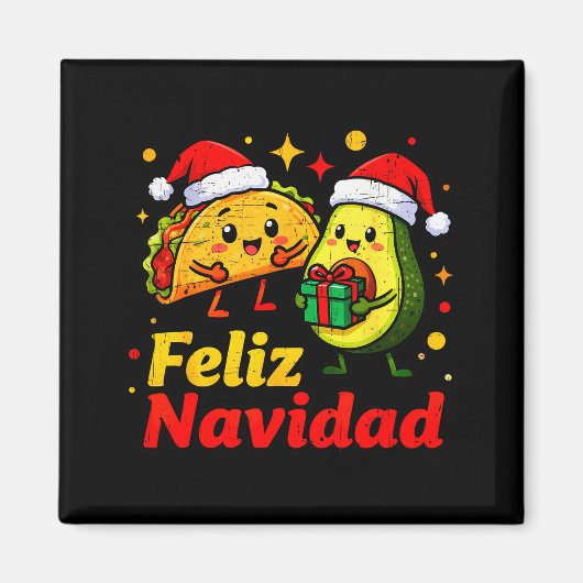 Prettig Kerstmis Avocado Tacos Mexicaanse Kerstmis Magneet (Voorkant)